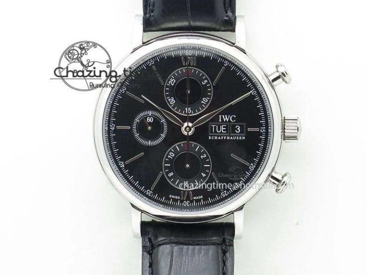 MIROTIME 0511 GoodFit Portofino SCHAFFHAUSEN SS MKF 1:1 V2 Best Edition Black Dial On Black Leather Strap A 7350